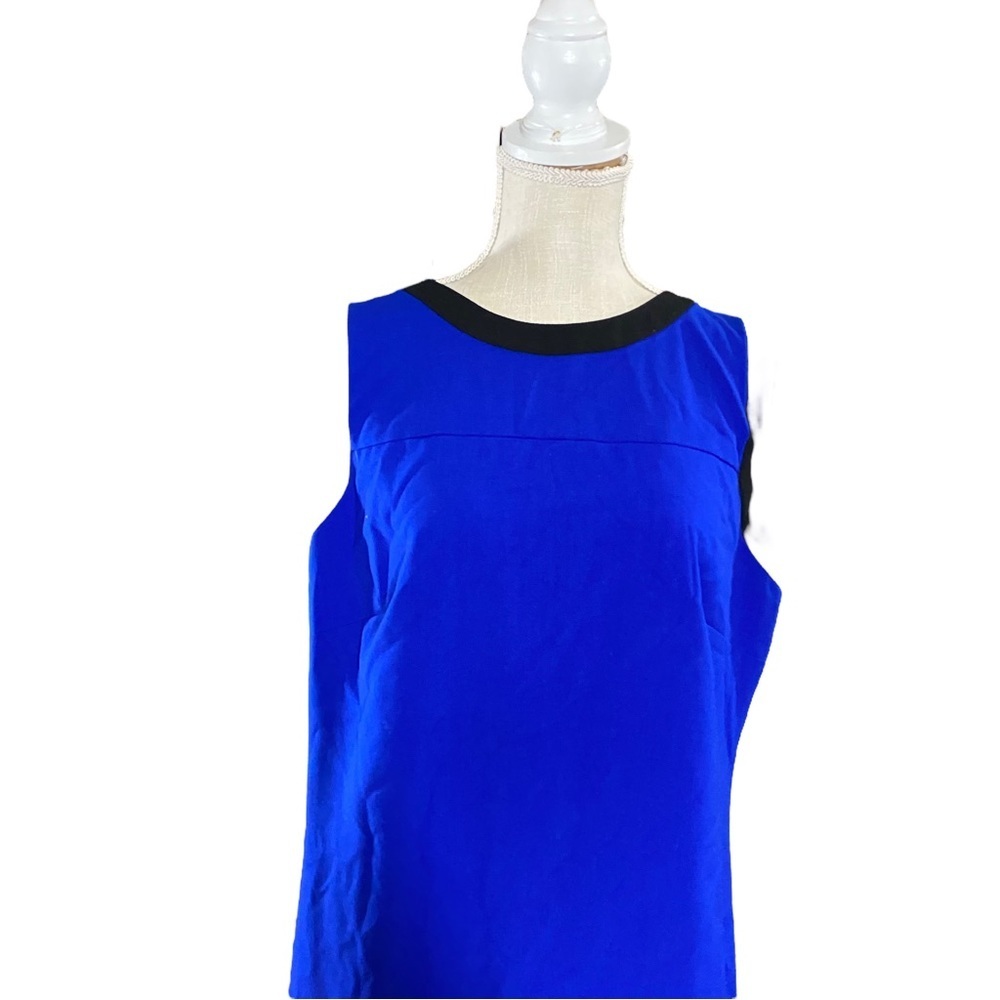 Ralph Lauren Women Blue Black Sleeveless Scoop Neck A-Line At Knee Dress Sz 16